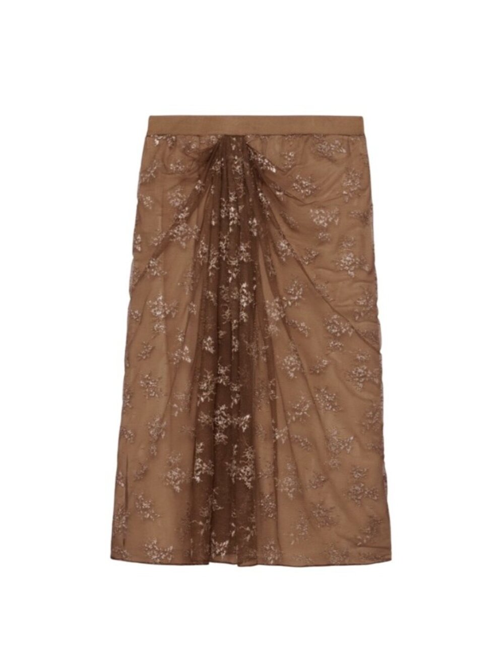Zara Combination Metallic Floral Mesh Skirt Special Edition Beige Size Large NWT
